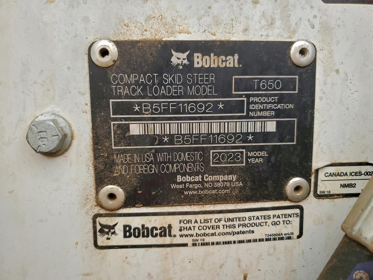 2023 Bobcat T650 VIN: B5FF11692 Lot: 94652545