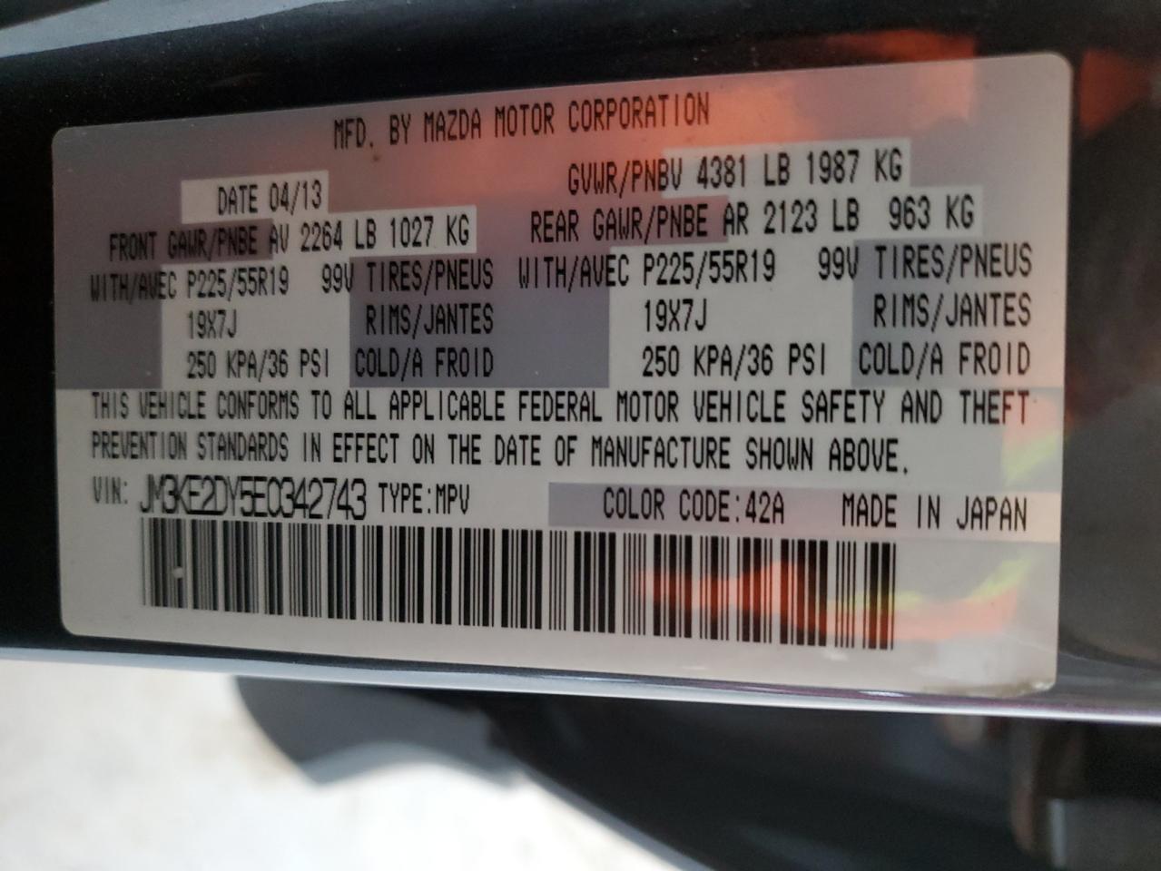 2014 Mazda Cx-5 Gt VIN: JM3KE2DY5E0342743 Lot: 91139245