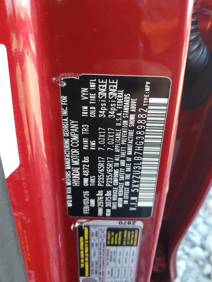 2017 Hyundai Santa Fe Sport VIN: 5XYZU3LB7HG389882 Lot: 92949765