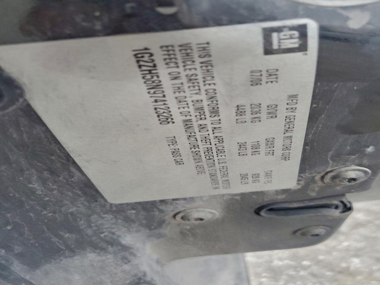 2007 Pontiac G6 Gt VIN: 1G2ZH58N974123266 Lot: 93967535