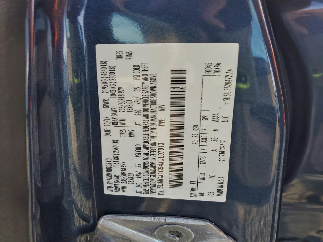 2018 Lincoln Mkc Premiere VIN: 5LMCJ1C94JUL07913 Lot: 94418175