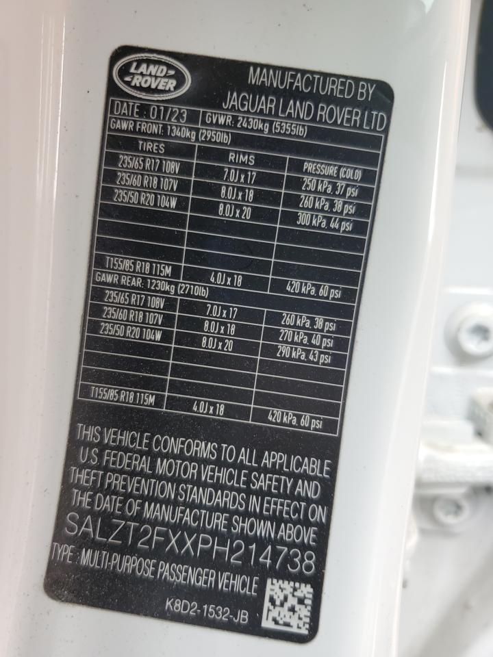 2023 Land Rover Range Rover Evoque R-Dynamic S VIN: SALZT2FXXPH214738 Lot: 92610135