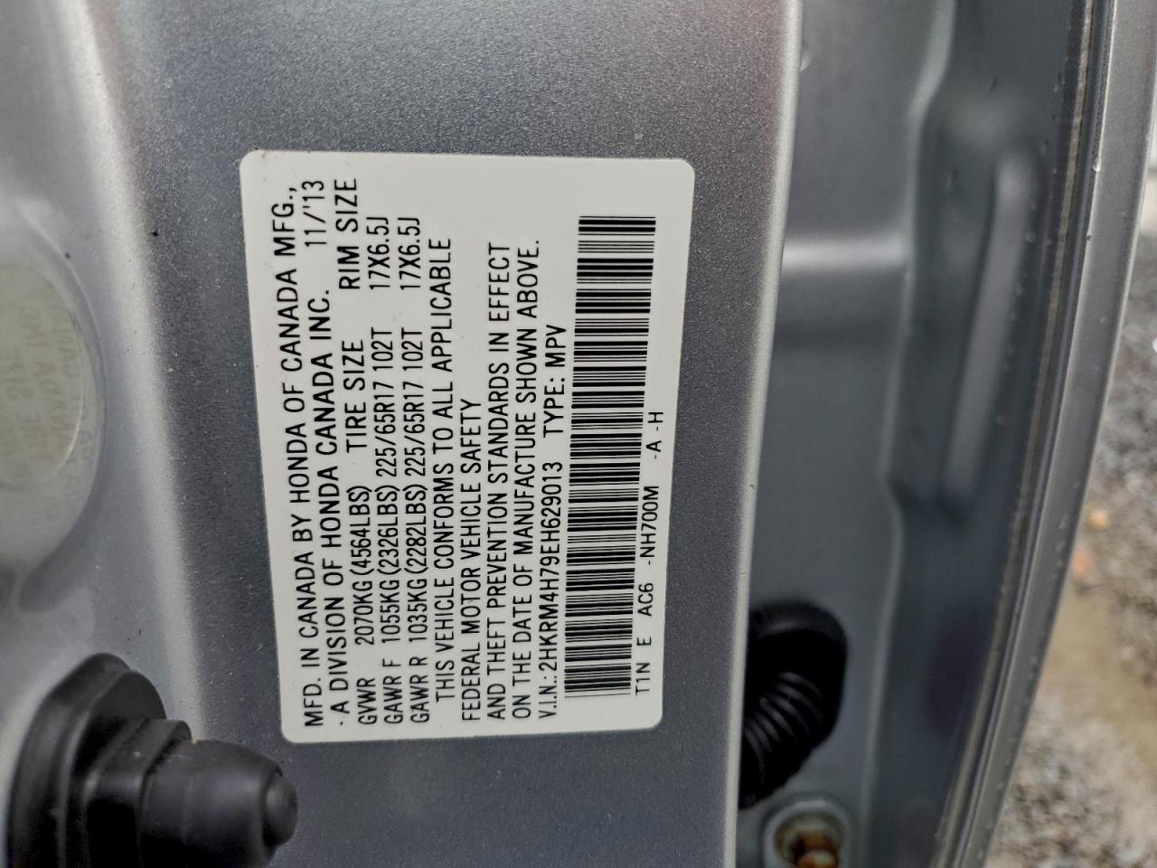 2014 Honda Cr-V Exl VIN: 2HKRM4H79EH629013 Lot: 94385645