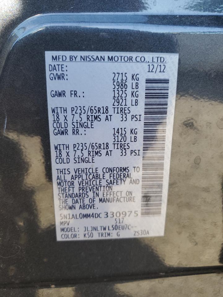 2013 Infiniti Jx35 VIN: 5N1AL0MM4DC330975 Lot: 90876985