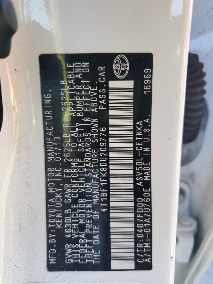 2013 Toyota Camry L VIN: 4T1BF1FK8DU209776 Lot: 91515805