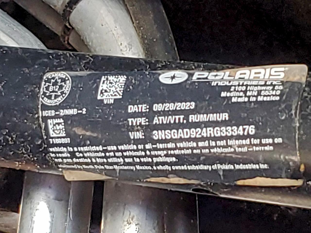 2024 Polaris Rzr Turbo R Ultimate VIN: 3NSGAD924RG333476 Lot: 93071305