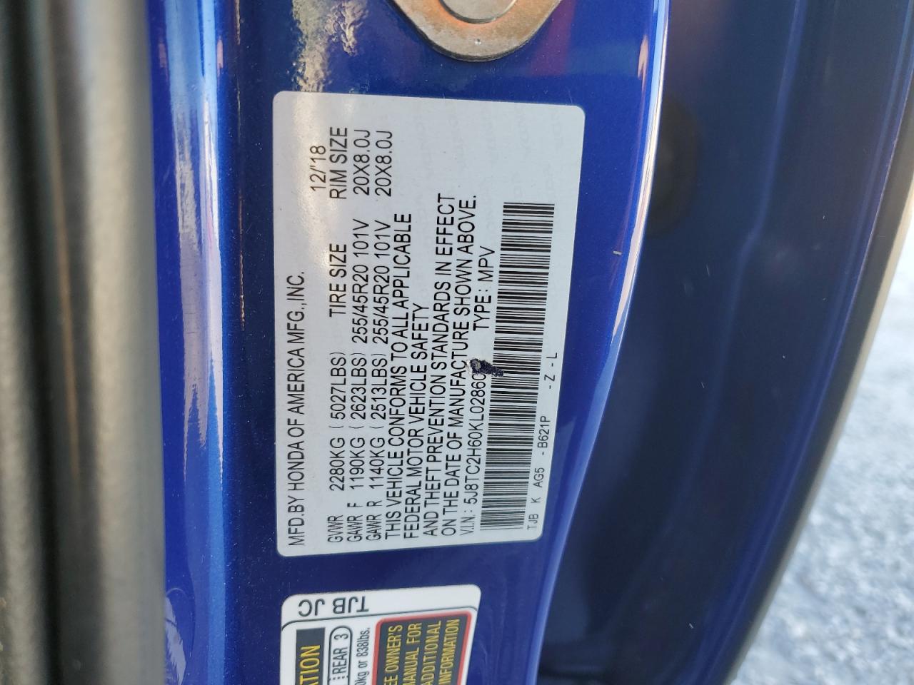 2019 Acura Rdx A-Spec VIN: 5J8TC2H60KL028604 Lot: 91107635