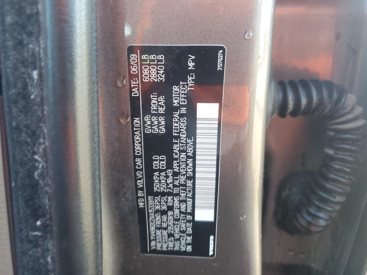 2010 Volvo Xc90 3.2 VIN: YV4982CZXA1533911 Lot: 92832915