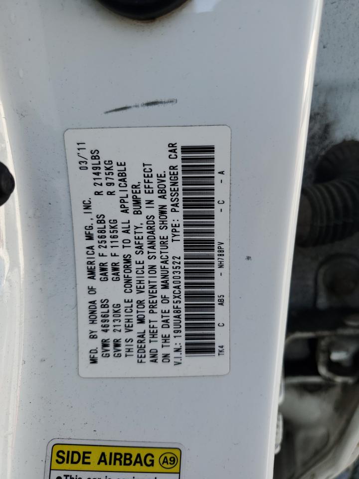 2012 Acura Tl VIN: 19UUA8F5XCA003522 Lot: 92075395