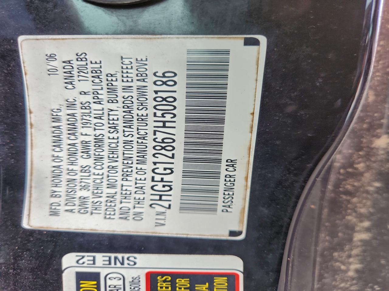 2007 Honda Civic Ex VIN: 2HGFG12867H508186 Lot: 94498865