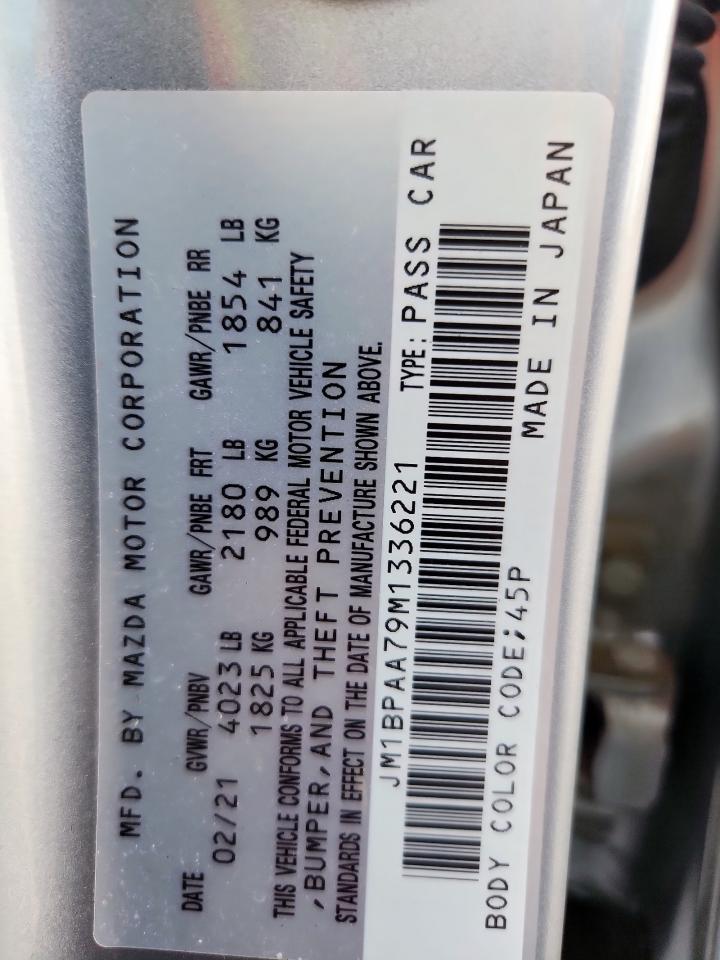 2021 Mazda 3 VIN: JM1BPAA79M1336221 Lot: 93274225