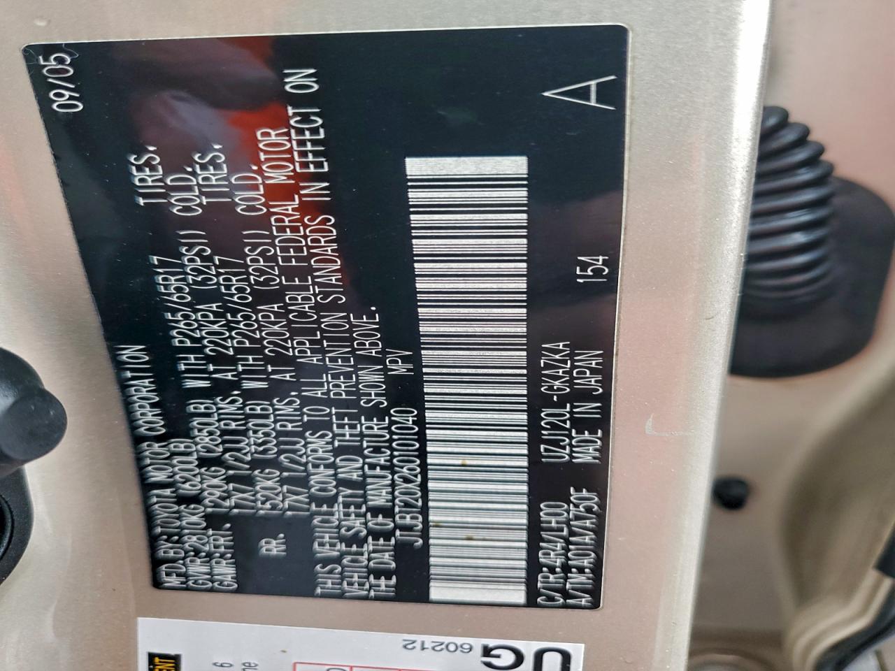 2006 Lexus Gx 470 VIN: JTJBT20X260101040 Lot: 93477795