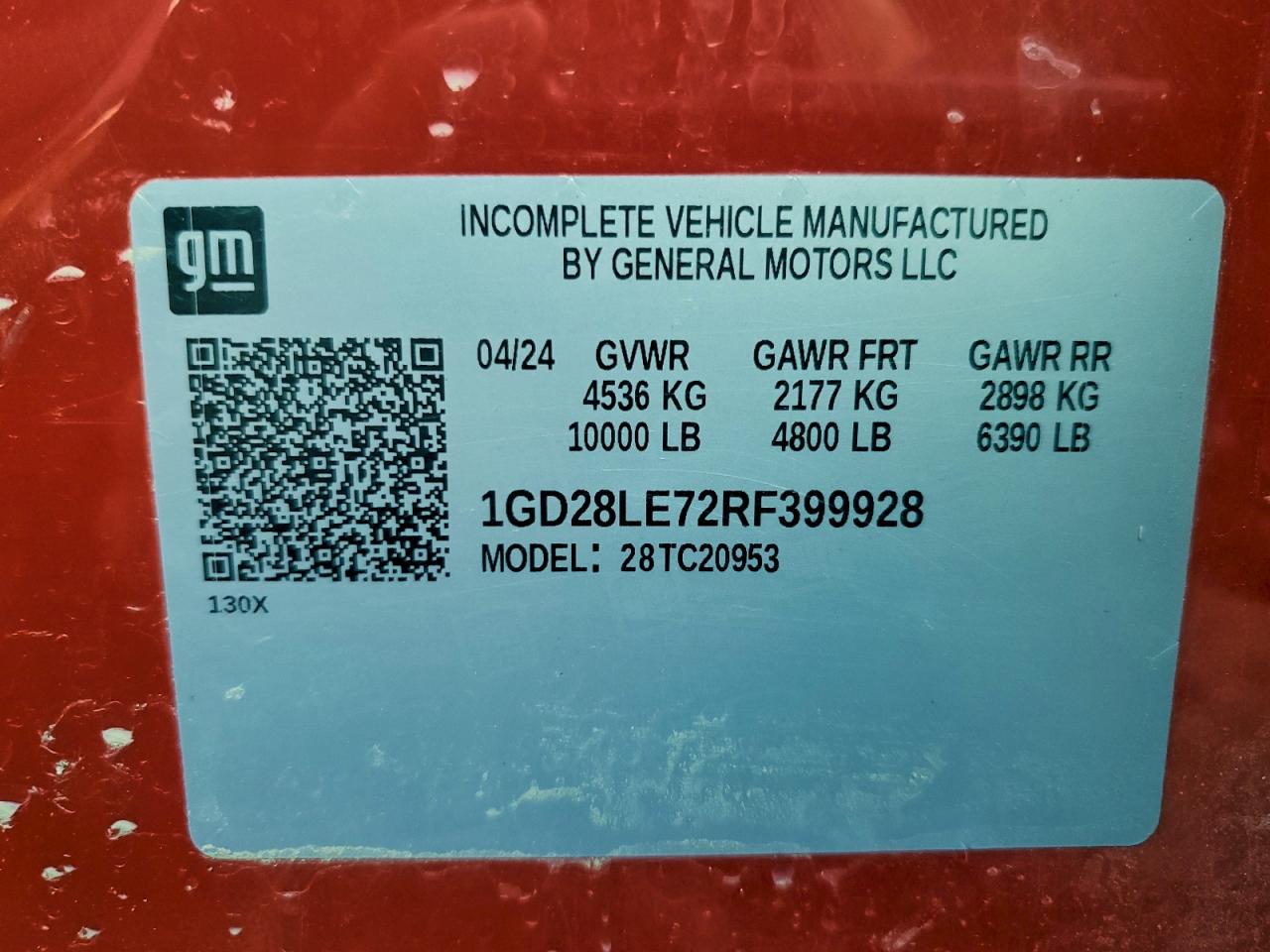 2024 GMC Sierra Utility / Service Truck VIN: 1GD28LE72RF399928 Lot: 92629215