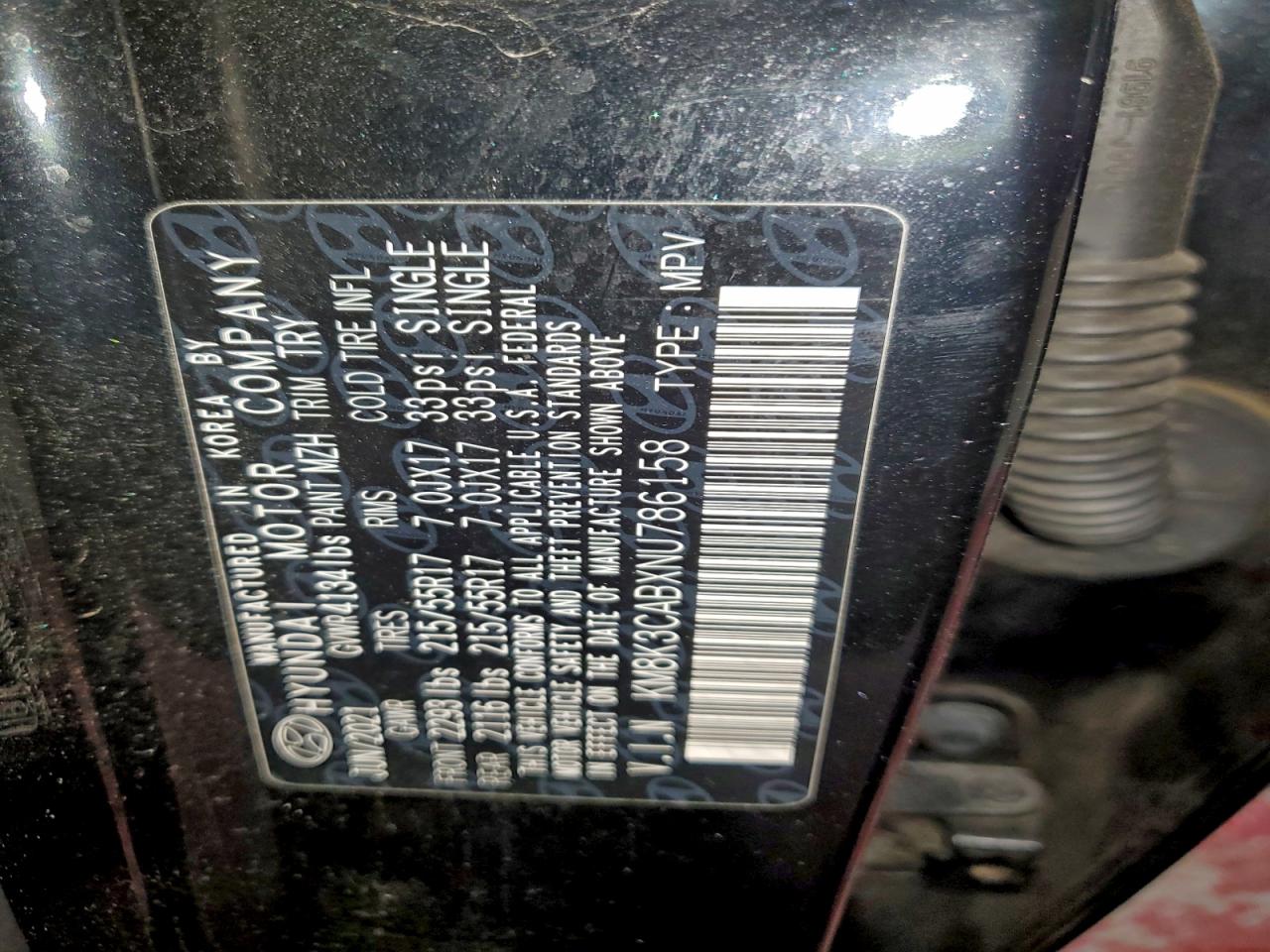 2022 Hyundai Kona Sel VIN: KM8K3CABXNU786158 Lot: 93520465