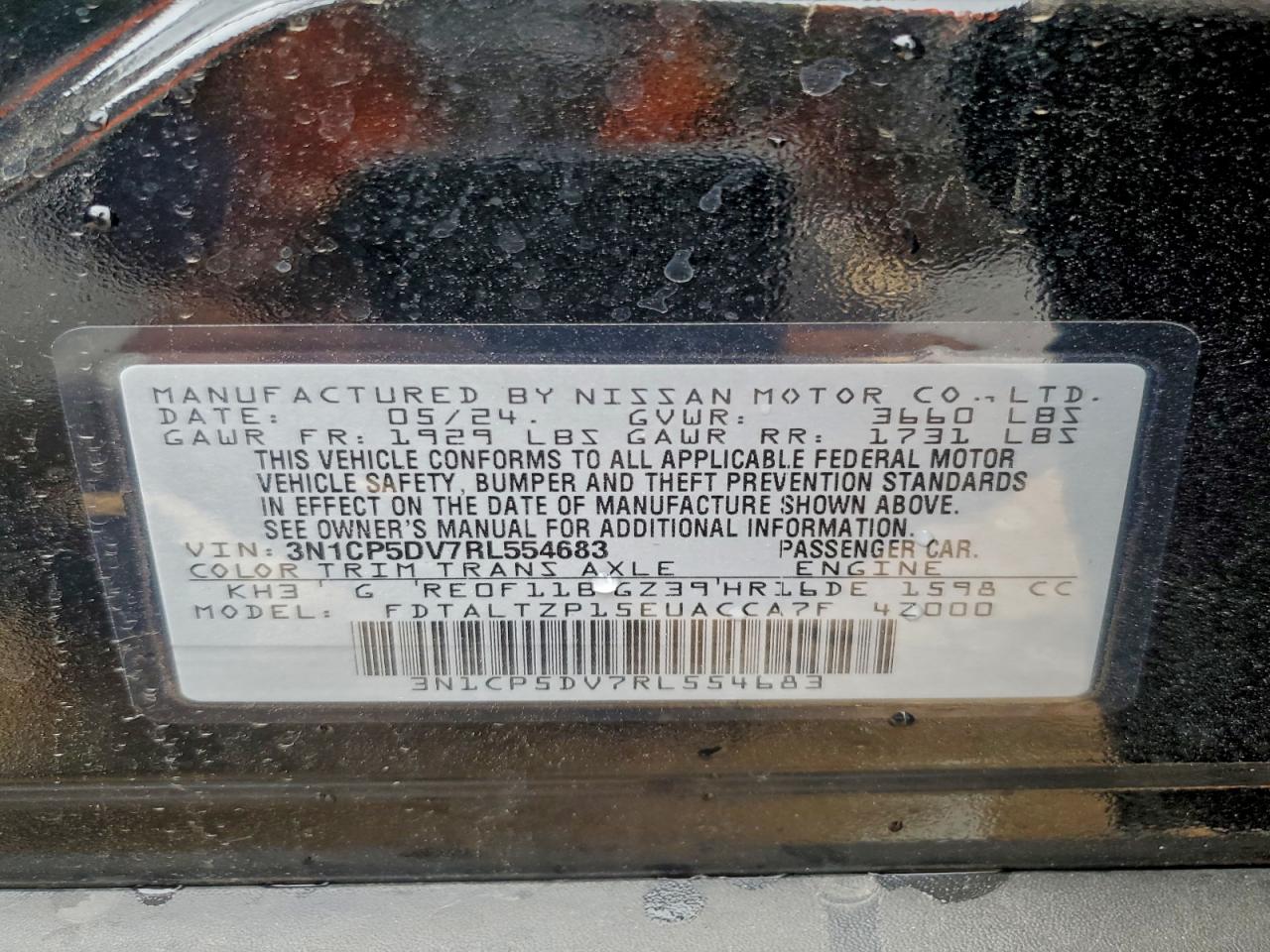 2024 Nissan Kicks Sr VIN: 3N1CP5DV7RL554683 Lot: 94317155