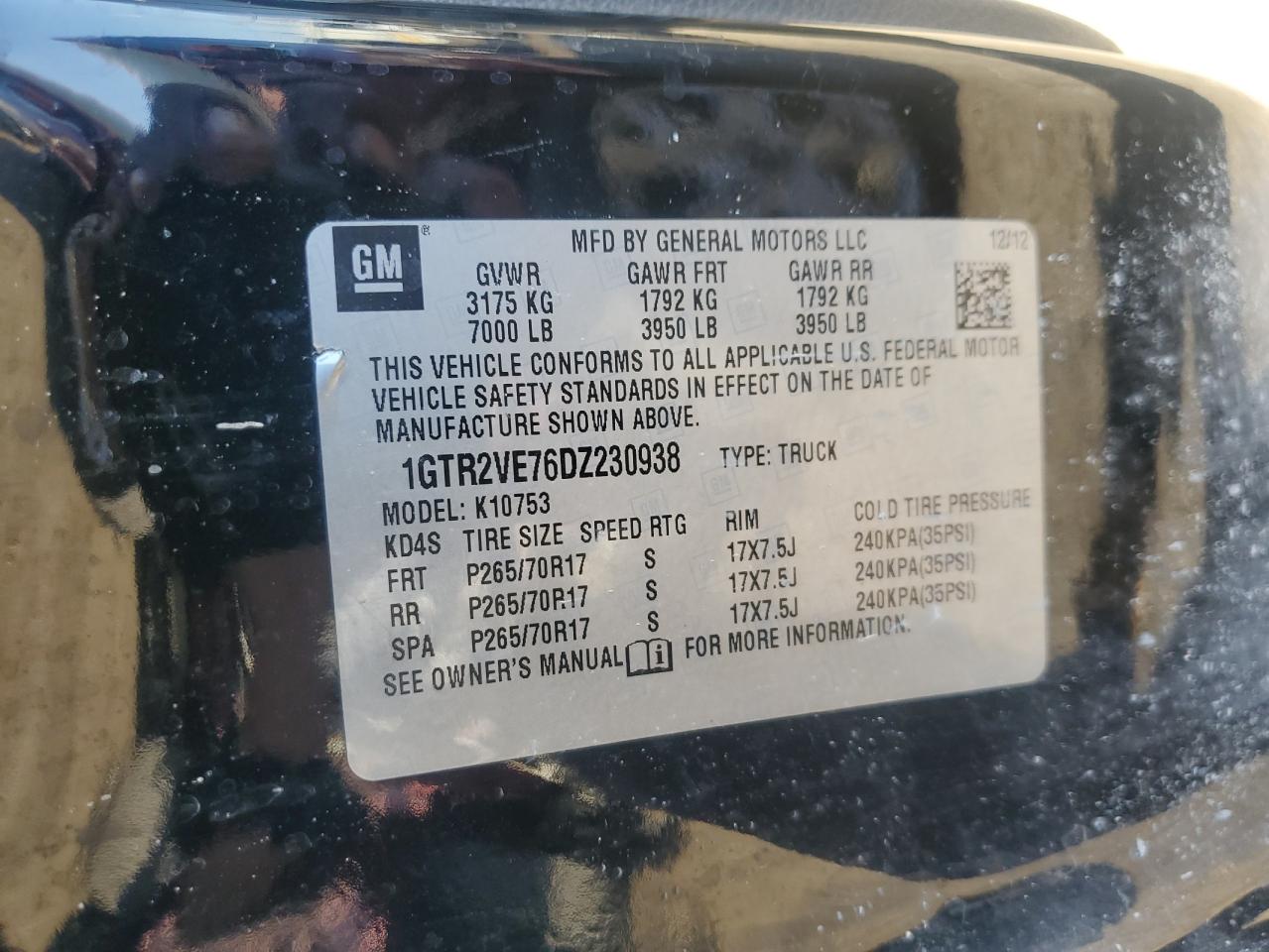 2013 GMC Sierra K1500 Sle VIN: 1GTR2VE76DZ230938 Lot: 92413825