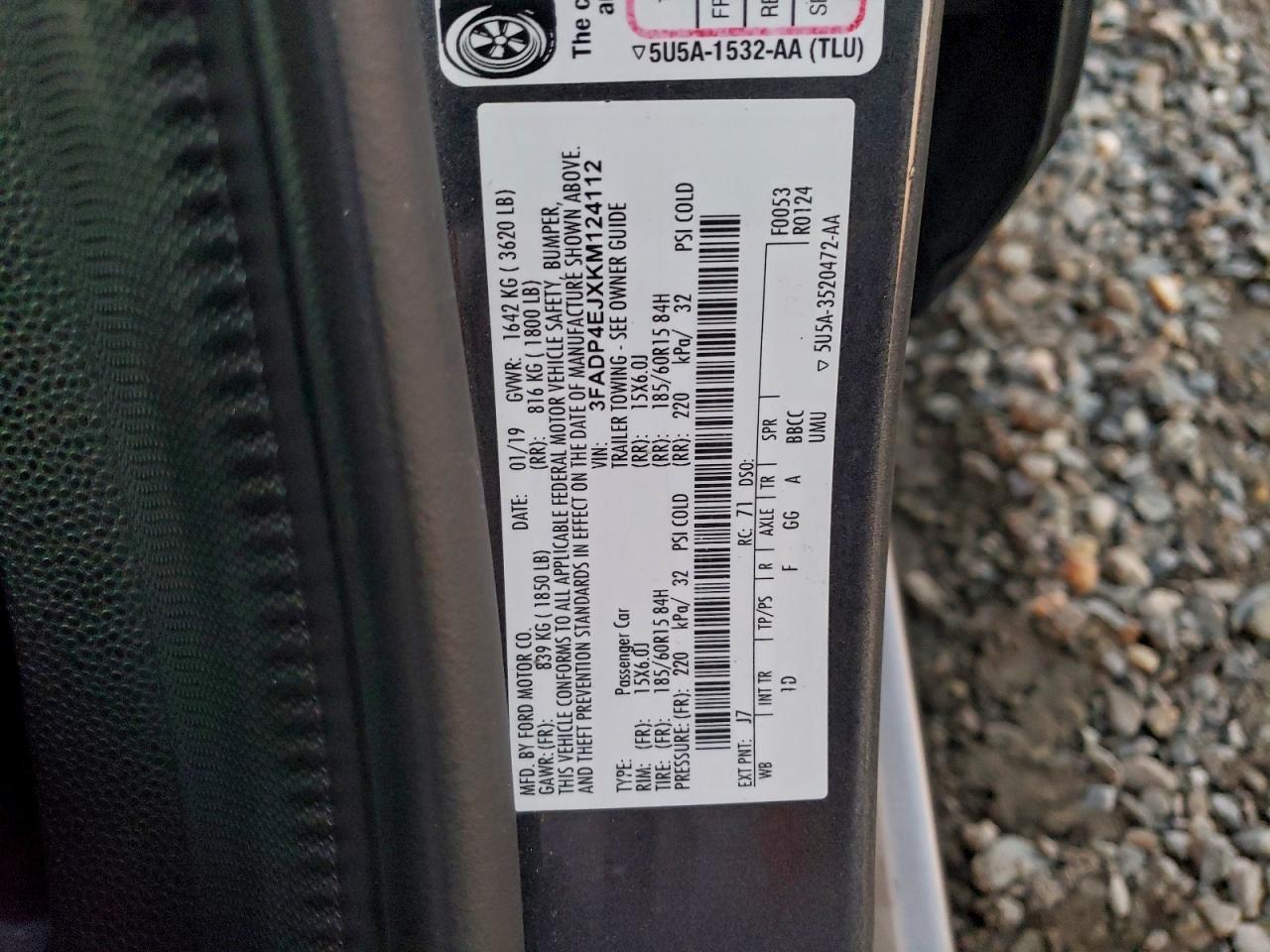 2019 Ford Fiesta Se VIN: 3FADP4EJXKM124112 Lot: 94487175