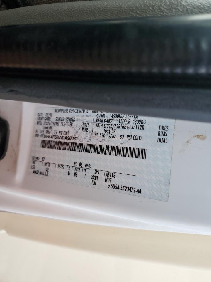 2010 Ford Econoline E450 Super Duty Cutaway Van VIN: 1FDFE4FSXADA90081 Lot: 93370395