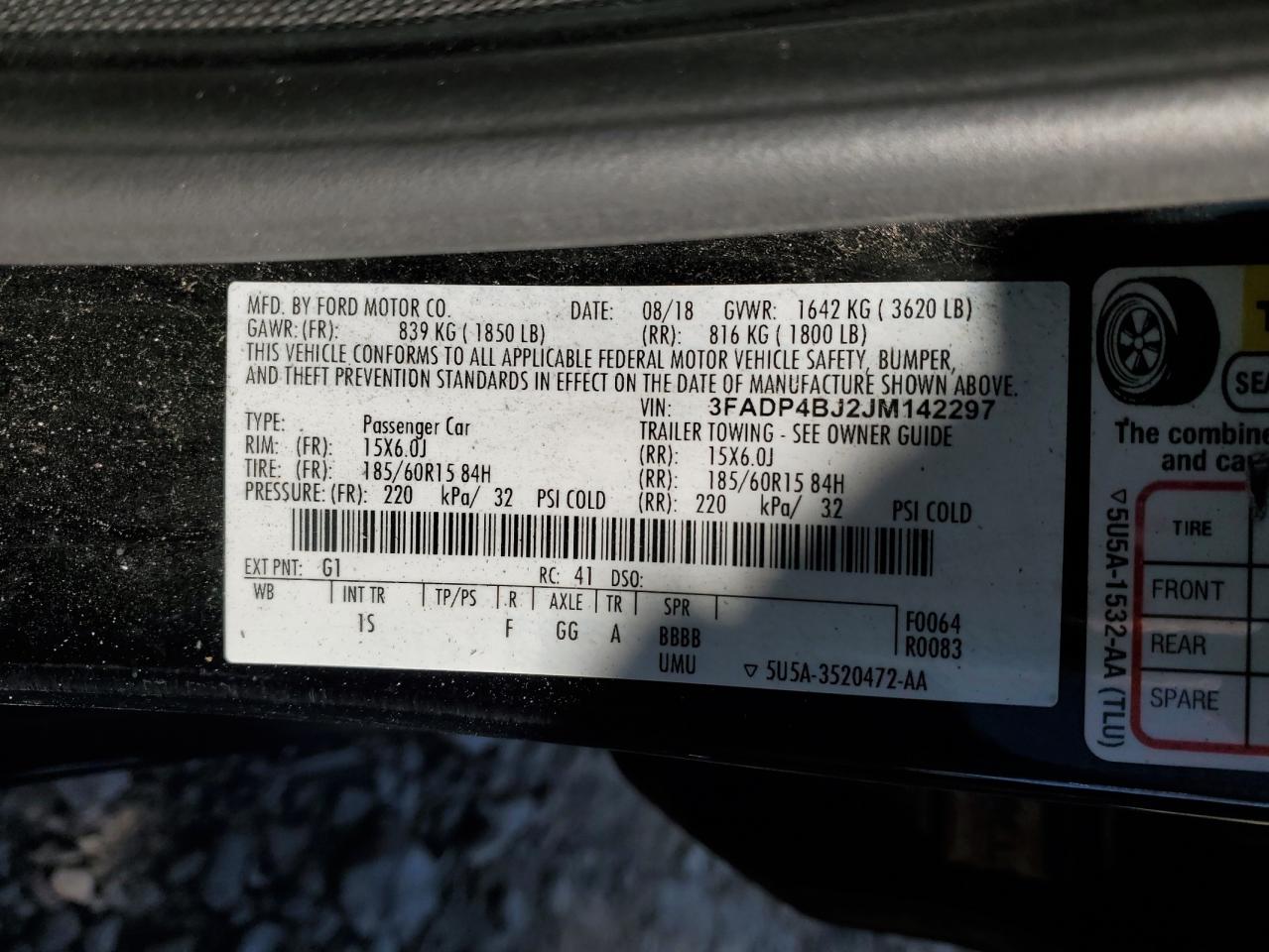 2018 Ford Fiesta Se VIN: 3FADP4BJ2JM142297 Lot: 93121605