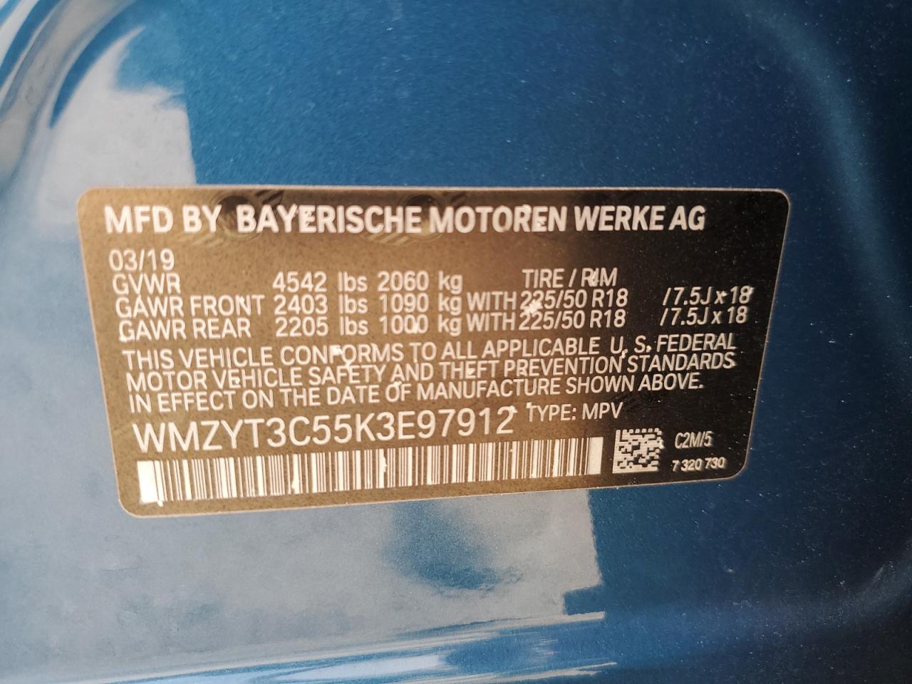 2019 Mini Cooper S Countryman VIN: WMZYT3C55K3E97912 Lot: 90976115