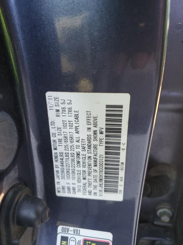 2012 Honda Cr-V Exl VIN: JHLRM3H78CC003121 Lot: 93527965