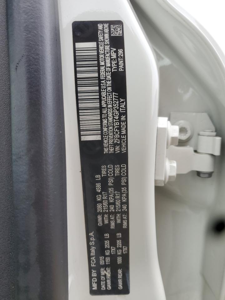 2016 Fiat 500X Easy VIN: ZFBCFYBT4GP352777 Lot: 92128625