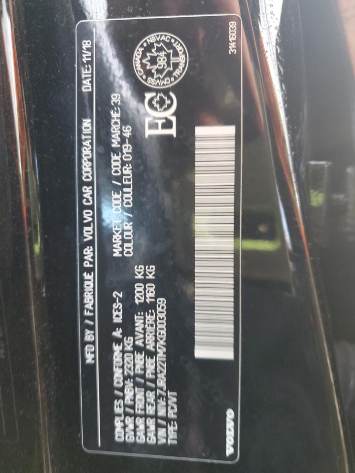 2019 Volvo S60 T6 R-Design VIN: 7JRA22TM7KG003059 Lot: 92067775