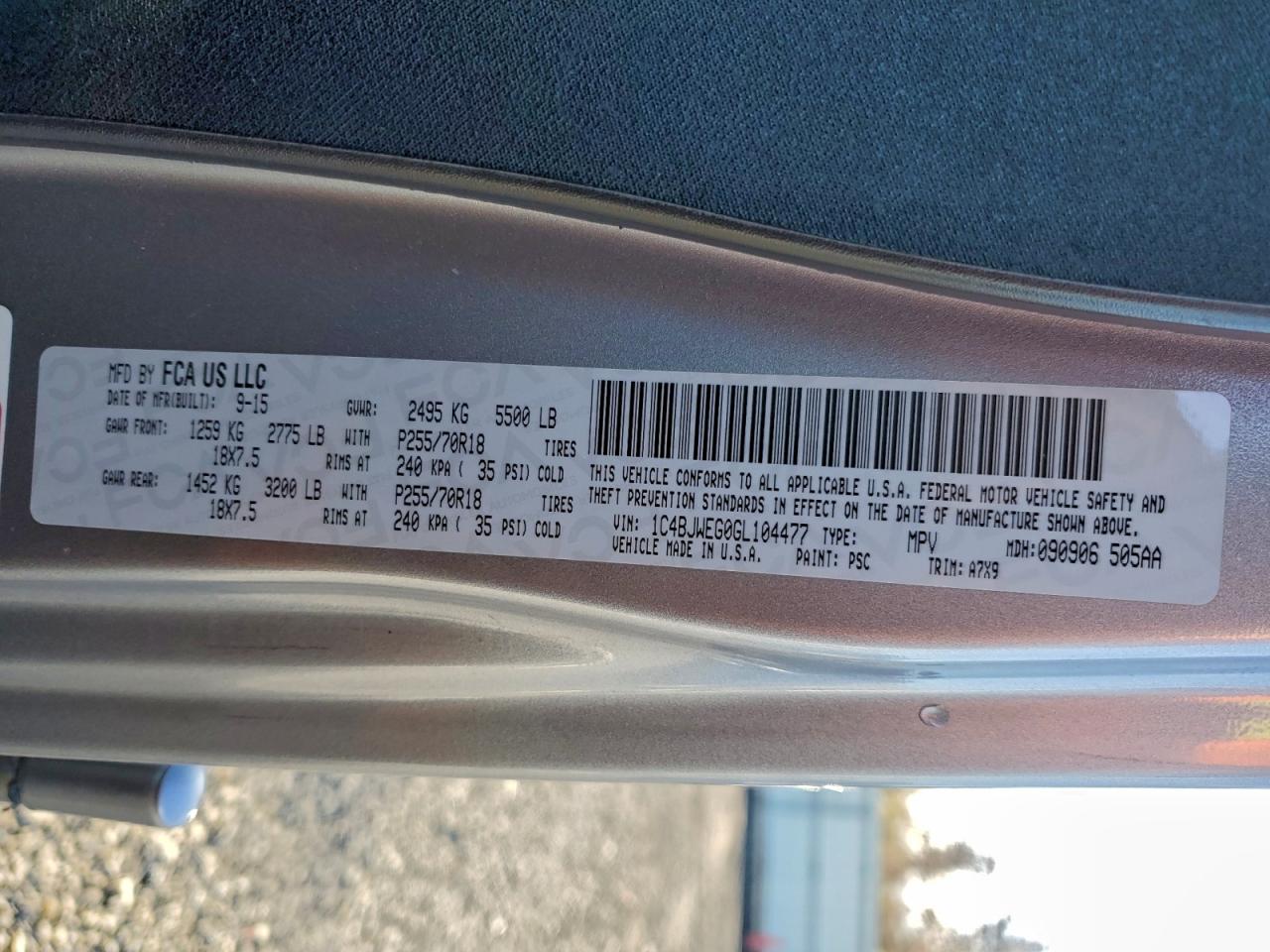 2016 Jeep Wrangler Unlimited Sahara VIN: 1C4BJWEG0GL104477 Lot: 93099955