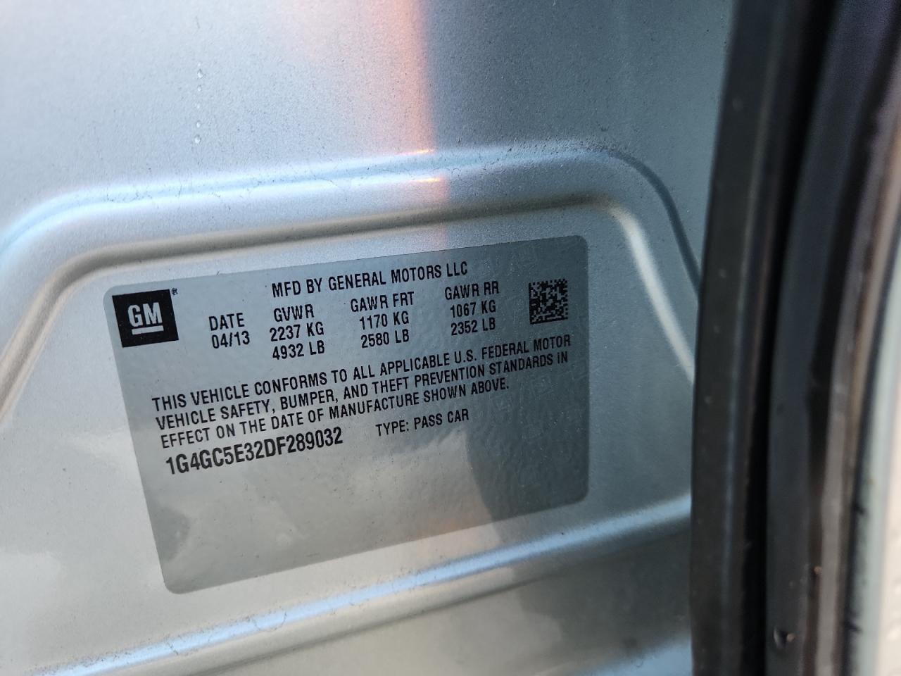 2013 Buick Lacrosse VIN: 1G4GC5E32DF289032 Lot: 92097575