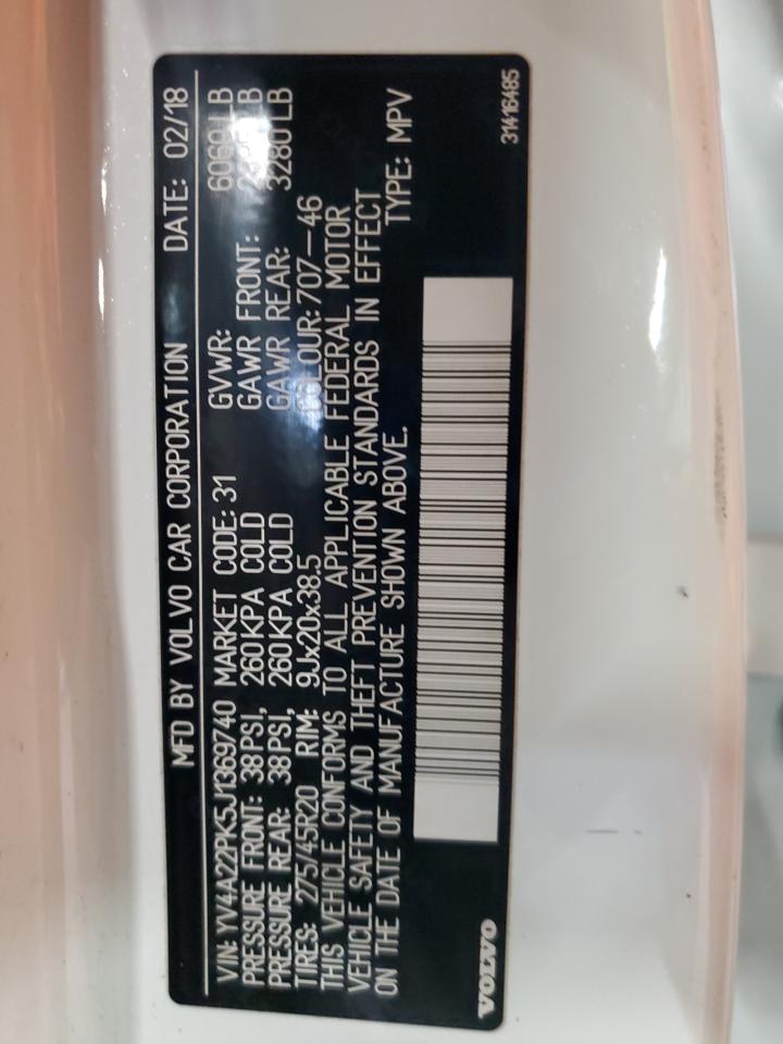 2018 Volvo Xc90 T6 VIN: YV4A22PK5J1369740 Lot: 90732285