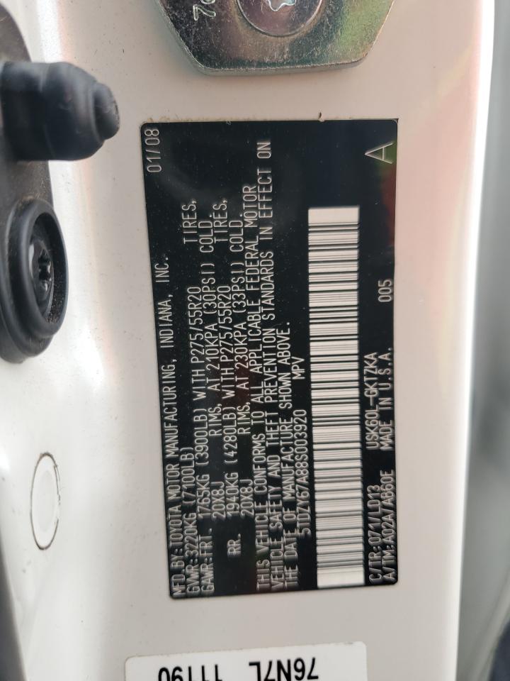 2008 Toyota Sequoia Platinum VIN: 5TDZY67A88S003920 Lot: 93390125