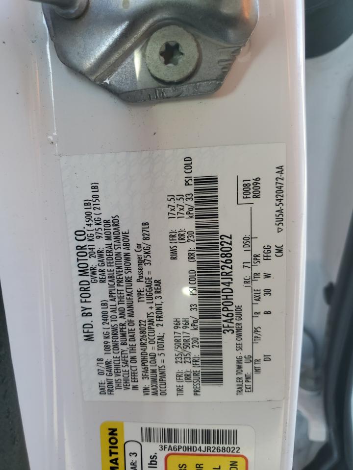 2018 Ford Fusion Se VIN: 3FA6P0HD4JR268022 Lot: 93151515