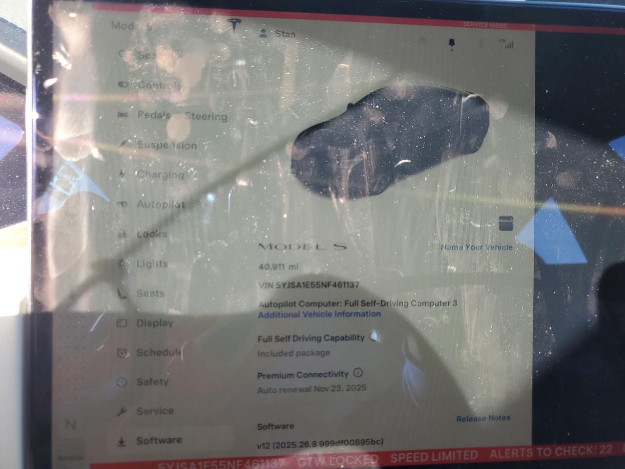 2022 Tesla Model S VIN: 5YJSA1E55NF461137 Lot: 92002355