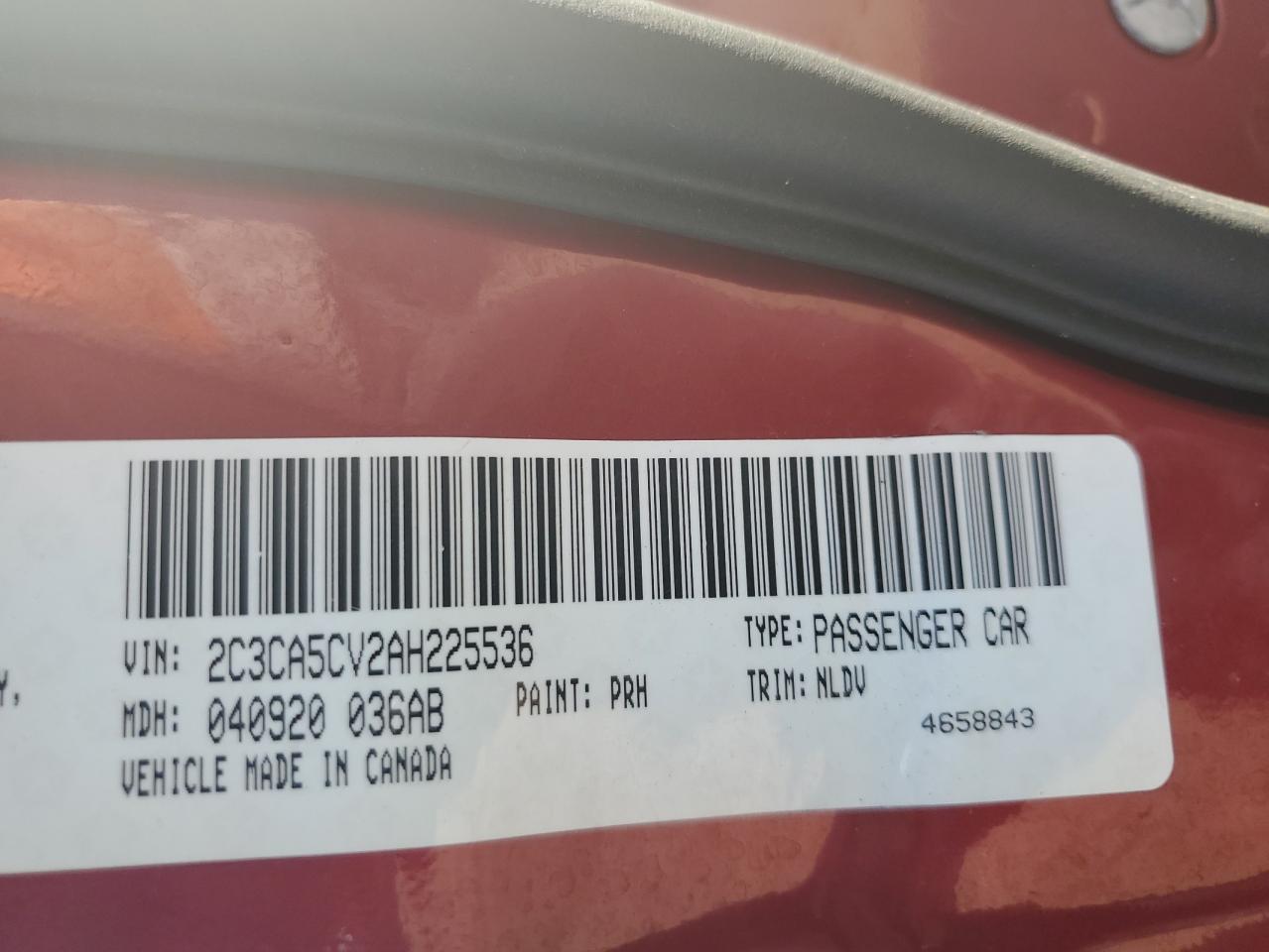 2010 Chrysler 300 Touring VIN: 2C3CA5CV2AH225536 Lot: 91192625