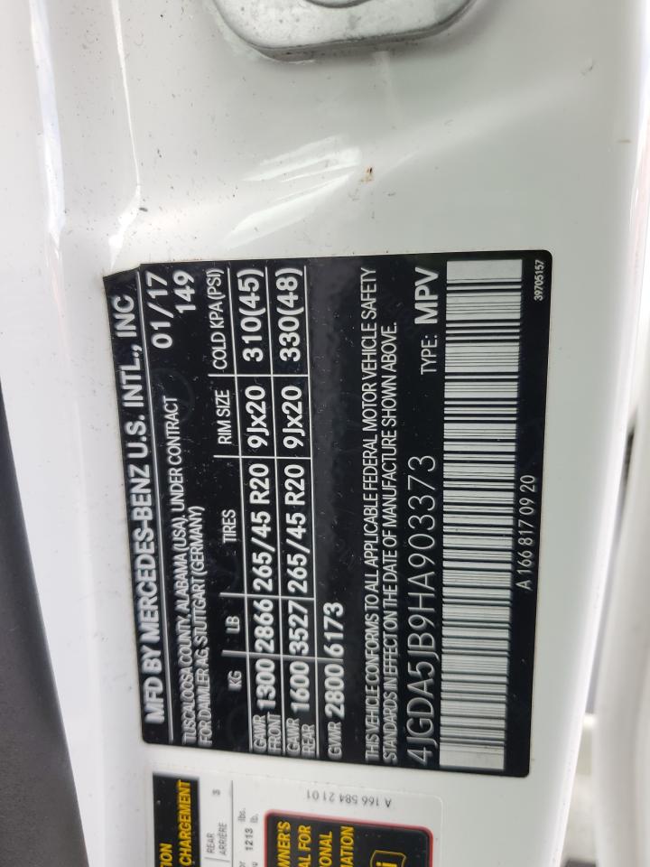 2017 Mercedes-Benz Gle 350 VIN: 4JGDA5JB9HA903373 Lot: 87029295