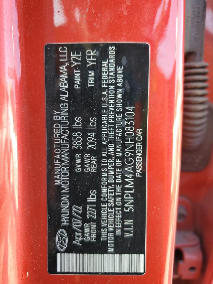 2022 Hyundai Elantra Sel VIN: 5NPLM4AG9NH083104 Lot: 92747835