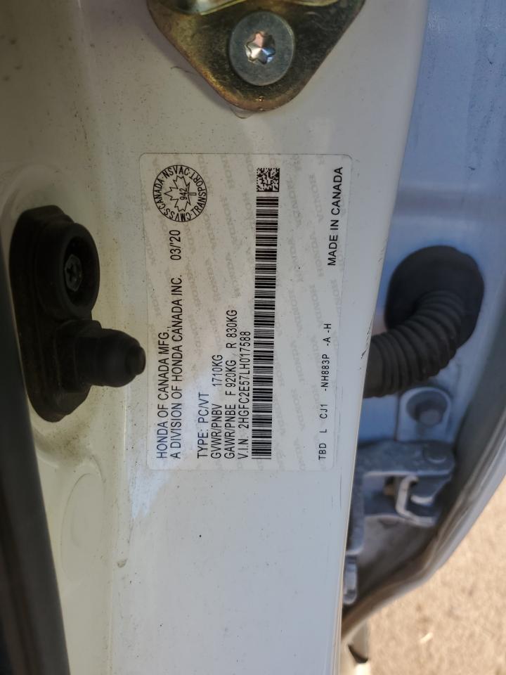 2020 Honda Civic Lx VIN: 2HGFC2E57LH017588 Lot: 93430455