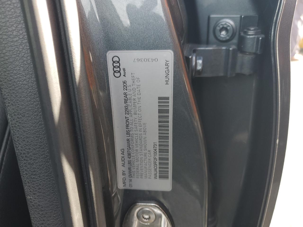 2015 Audi A3 Premium VIN: WAUACGFF2F1004731 Lot: 92944885