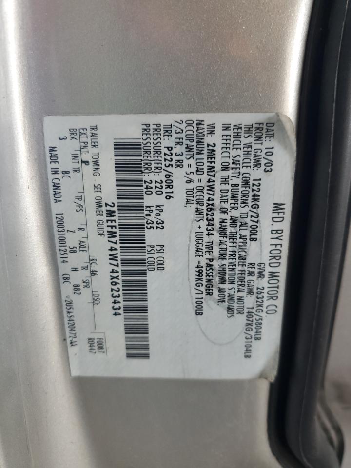 2004 Mercury Grand Marquis Gs VIN: 2MEFM74W74X623434 Lot: 92672305