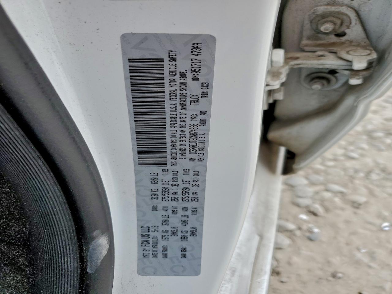 2019 Ram 1500 Laramie VIN: 1C6RREJT8KN874886 Lot: 93582695