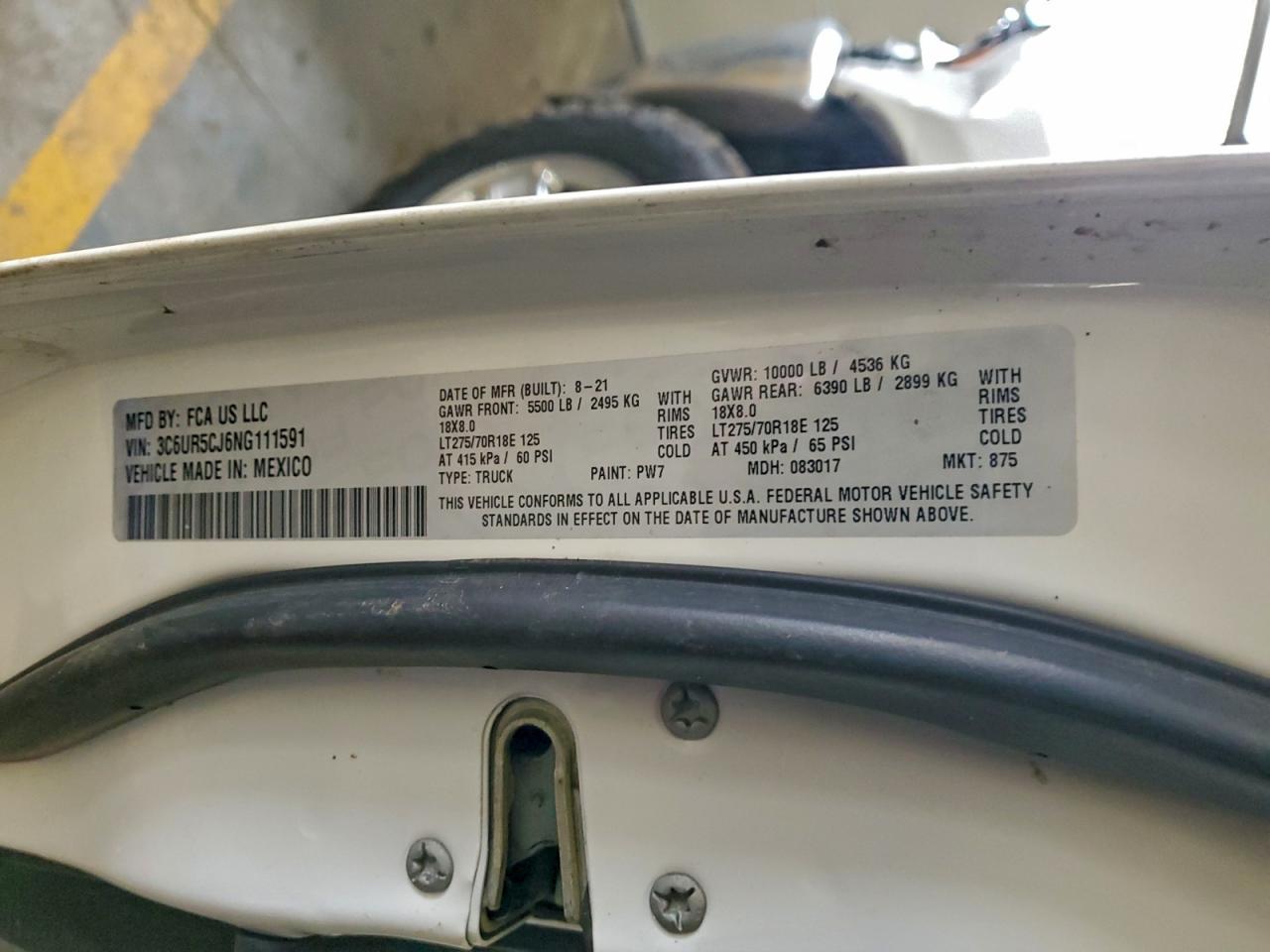 2022 Ram 2500 Tradesman VIN: 3C6UR5CJ6NG111591 Lot: 93002425