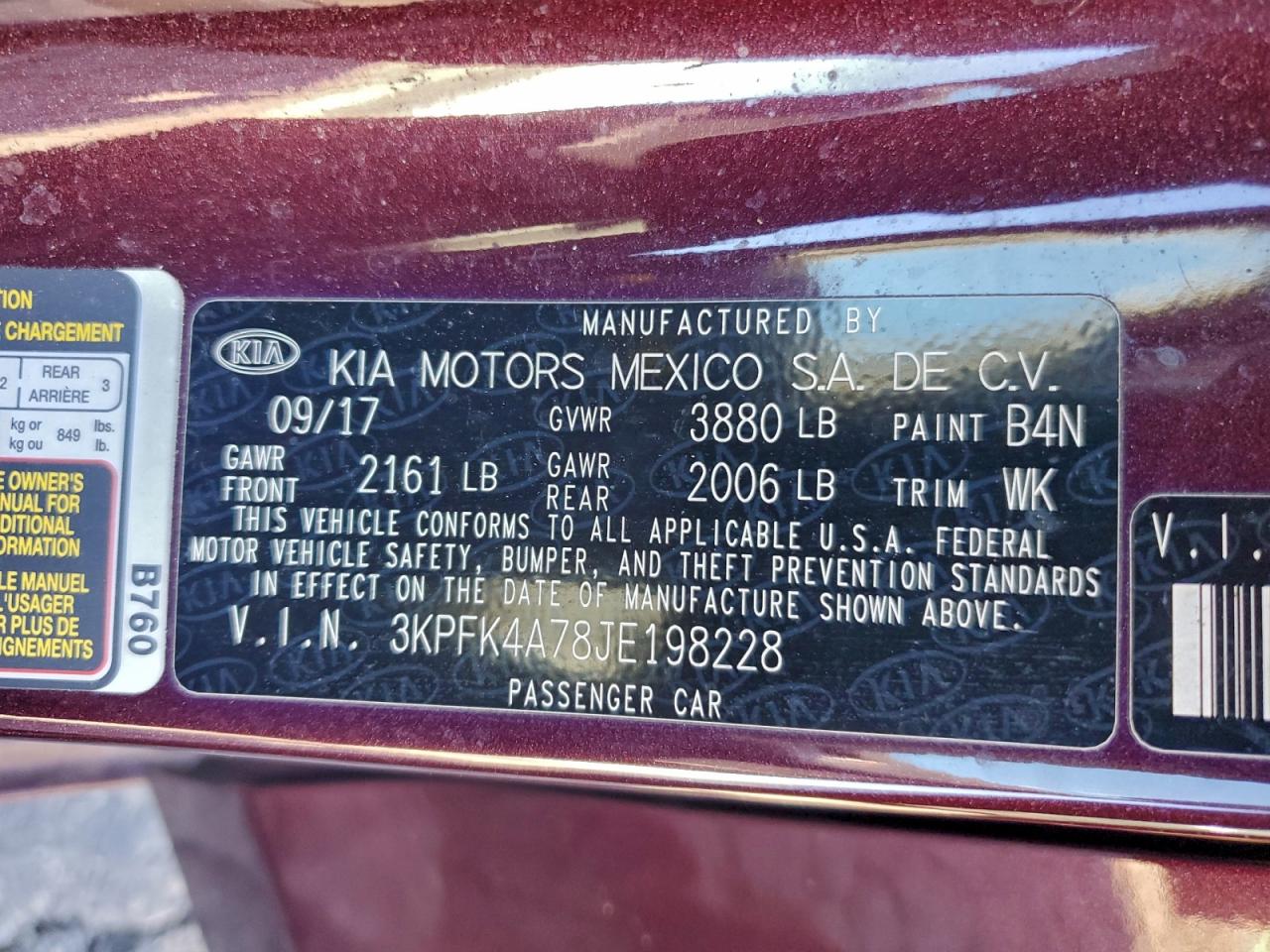 2018 Kia Forte Lx VIN: 3KPFK4A78JE198228 Lot: 93490245