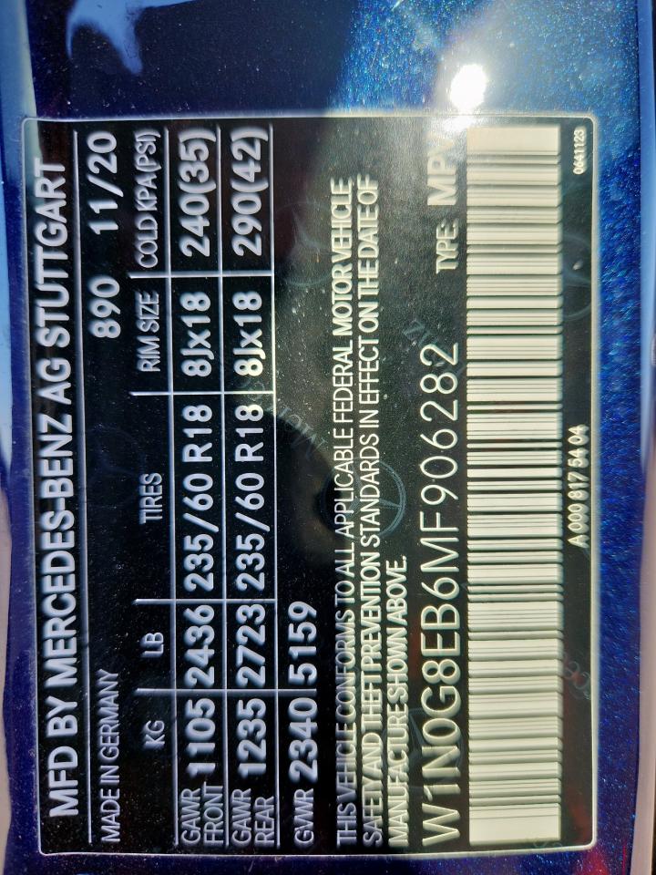 2021 Mercedes-Benz Glc 300 4Matic VIN: W1N0G8EB6MF906282 Lot: 92250535