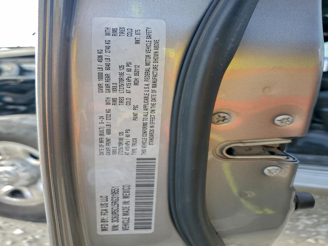 2024 Ram 2500 Tradesman VIN: 3C6UR5CL5RG319551 Lot: 93622625