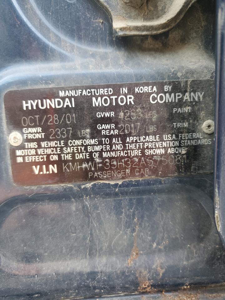 2002 Hyundai Sonata Gls VIN: KMHWF35H32A575081 Lot: 91116985