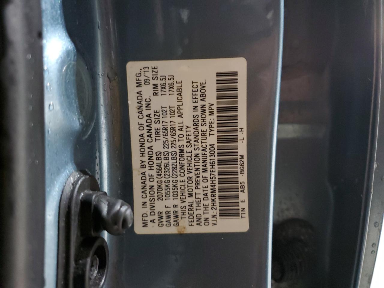 2014 Honda Cr-V Ex VIN: 2HKRM4H57EH613004 Lot: 91830505