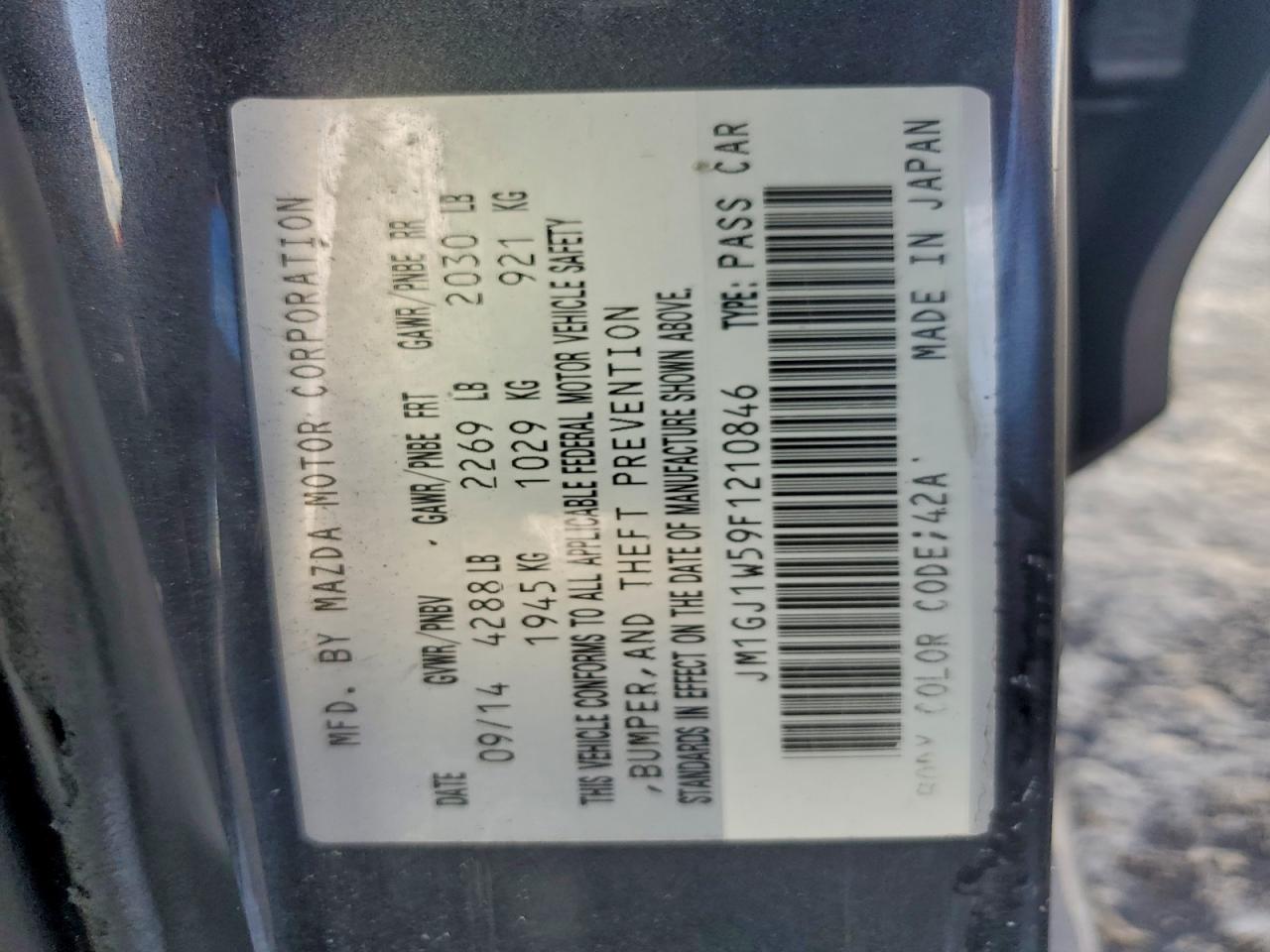 2015 Mazda 6 Grand Touring VIN: JM1GJ1W59F1210846 Lot: 94333845