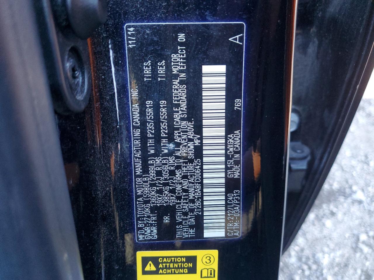 2015 Lexus Rx 450H VIN: 2T2BC1BA8FC006425 Lot: 91479605