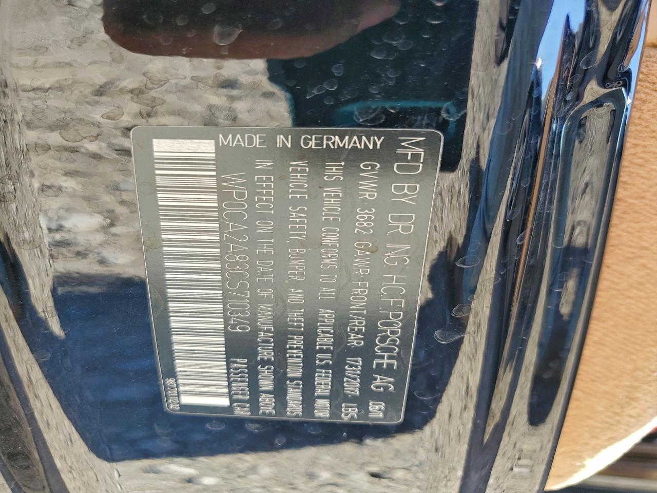 2012 Porsche Boxster VIN: WP0CA2A83CS710349 Lot: 94140075