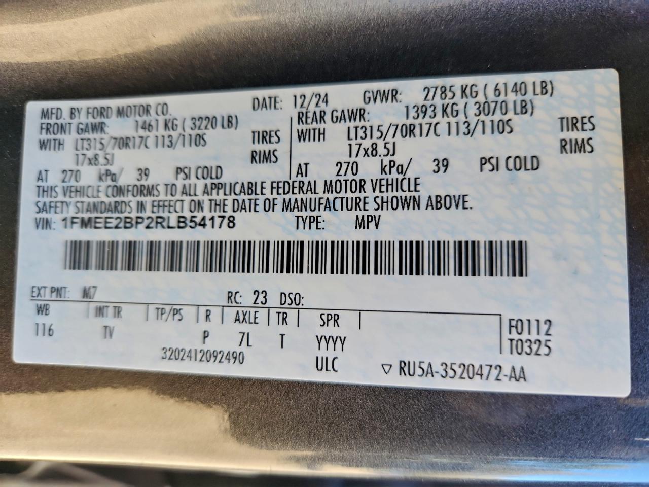 2024 Ford Bronco Wildtrak VIN: 1FMEE2BP2RLB54178 Lot: 94593315
